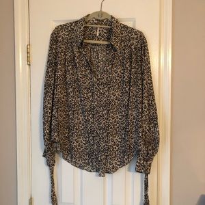 Free People Leopard Print Blouse